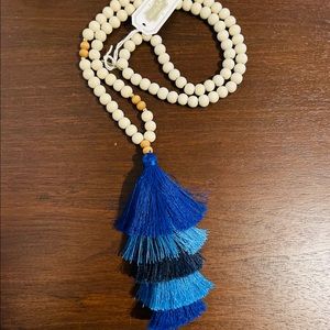 Mud Pie Blue Tassel Necklace